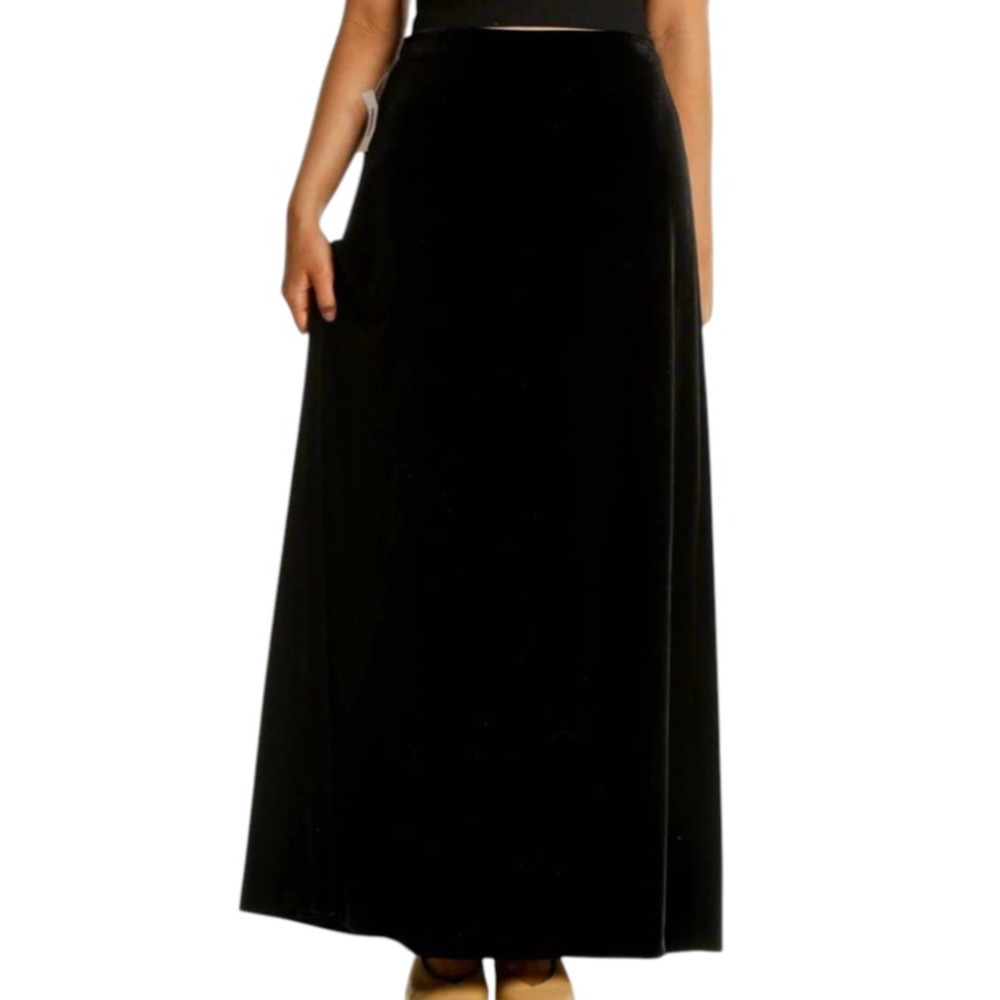 NWT Alex Evenings BLACK VELVET MAXI SKIRT Elastic Back NO SPLIT Cocktail SIZE XL
